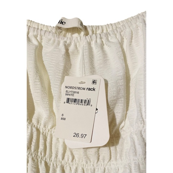 ELODIE White Puff Sleeve Crop Top w/ Elastic Waist Sz. S | Peasant, Princess - Picture 6 of 6